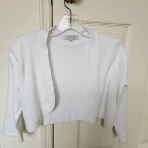Women's Oprexo White Sweater Shrug 3/4 Sleeve